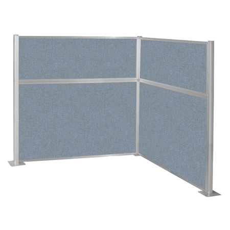 Versare Pre-Configured Hush Panel Cubicle (L Shape) 6' x 6' L-Build Powder Blue Fabric 1869904